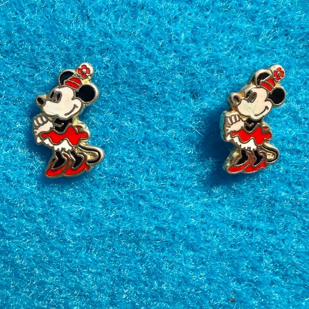 Disney Minnie Mouse Red, Black & White Enamel Stud Earrings